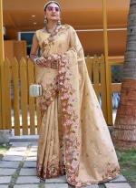 Silk Yellow Wedding Wear Embroidery Work Saree